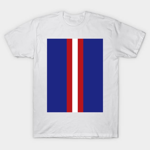 Retro American Football Stripes New York Blue Red White T-Shirt by Culture-Factory